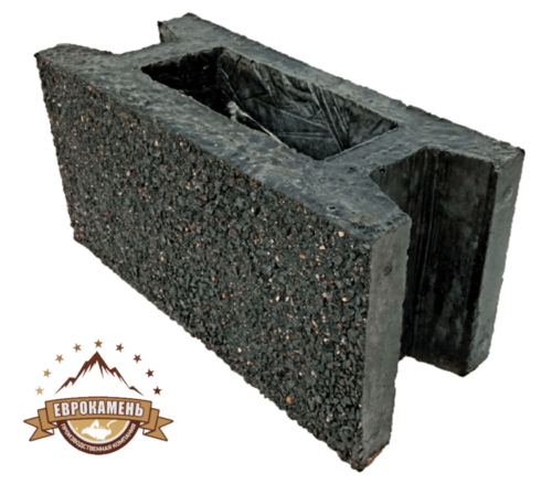 Стеновые межстолбовые бетонные блоки забора с натуральной каменной фактурой Габбро-диабаз, размер 400х200х170мм